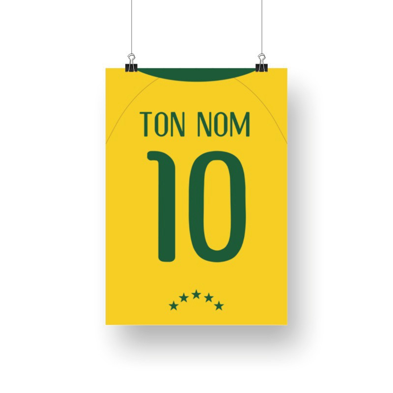 Poster Brésil CDM 2014 - NEYMAR - PERSONNALISABLE